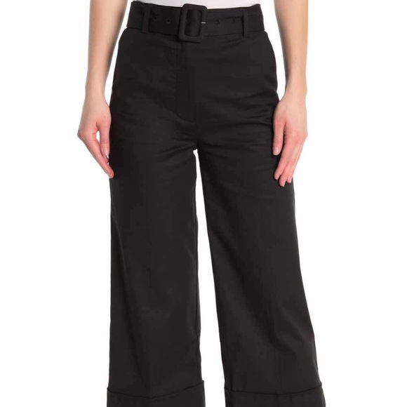 FRAME High Waisted Black Belted Cropped Pants - Picture 4 of 6